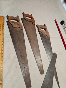 4 old school hand saws for one money/great collection as found - Picture 1 of 16