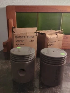 Two J0801537 Piston & Pins for Jeep CJ5 CJ3 CJ6 Willys 1946-1958 .010" Oversize - Picture 1 of 7