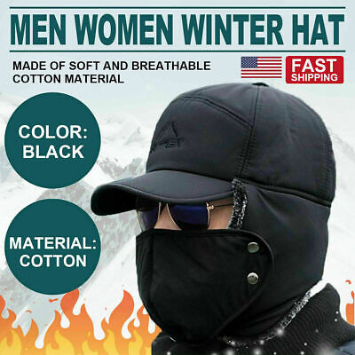 Men Women Winter Aviator Bomber Hat Trooper Ear Flap Ski Trapper Face Mask Cap • 5.99$