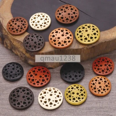 10PCS 2-HOLE WOOD ROUND HOLLOW BUTTON 15MM -38MM CLOTHING/BAGS/SEWING CRAFT DIY - Image 1 of 4