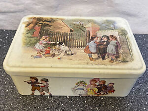 Vintage Collectable Massilly France Metal Tin Showing Children Playing