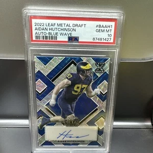 aidan hutchinson auto 1/25 Leaf Metal Draft #BA-AH1 Blue Wave 2022 PSA 10 - Picture 1 of 3