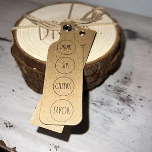 Montañas rusas de madera Rae Dunn sorbo sabor aplausos RARO bar bebida posavasas granja - Imagen 1 de 2