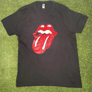 Rolling Stones Logo T-Shirt Tee Shirt Roly Rock Band Size XL Lips Tongue Black - Picture 1 of 8