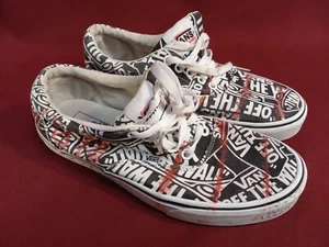 Vans Off The Wall Graphics Logo Mens Size 7.5 Black White Low Top Skate Shoes - Picture 1 of 9