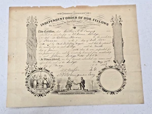 1888 Dismissal Certificate Osborne Kansas Independent Order Of Odd Fellows IOOF - Bild 1 von 3