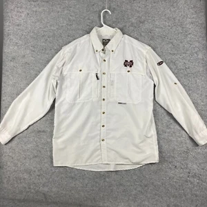 DRAKE shirt Men's M Mississippi State Vented button up zip pocket fish outdoors - Picture 1 of 15