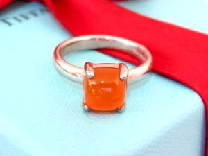 New Tiffany & Co Silver Picasso Sugar Stack Carnelian Ring Band Size 5.5 - Picture 1 of 4