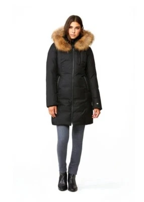 Nuevo sin etiquetas $595 Abrigo Soia & Kyo Christy Gris Piel Genuina Borde Capucha Cepillado XL Foto 1 de 3