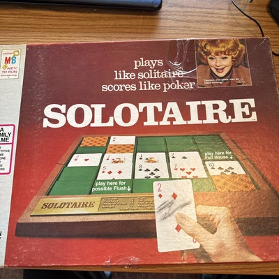 Vintage Solitaire Poker Card Game 1973 Milton Bradley Co. Complete Collector  - Image 1 of 4