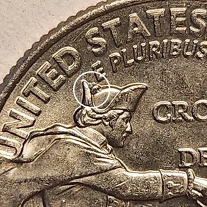 MINT ERROR - 2021-P WASHINGTON CROSSING THE DELAWARE QUARTER (HAT DIE CHIP) - Picture 1 of 6