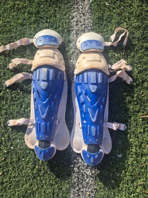 Rawlings Velo Intermediate Catchers Leg Guards Two-Tone Royal/White 15.5 - Image 1 of 4