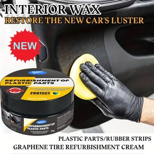 Car Plastic-Restorer BackBlack Gloss Interior LeatherPanel Wax PolishCoating - Picture 1 of 14