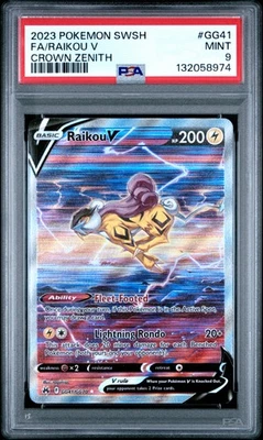 2023 POKEMON SWORD & SHIELD CROWN ZENITH #GG41 FULL ART/RAIKOU V PSA 9 - Image 1 of 2