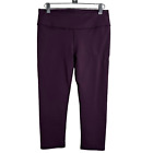 Fabletics Burgundy Cropped High Rise with Small Media Pocket Leggings Size Small