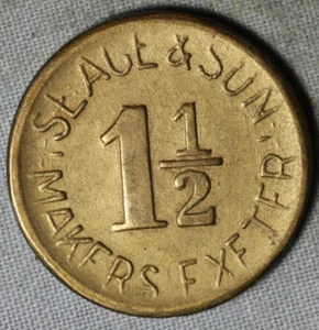 Builders Arms Exmouth Penny Halfpenny Tavern Token Slage & Sons Tozer's 1837-1901 - Imagen 1 de 2