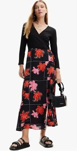 Desigual Dress Menphis Black Red Floral Maxi Dress Size X Large UK 16 rrp €99 - Picture 1 of 10