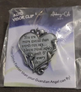 Travel Safely Pewter Heart Visor Clips Gift #23FRDKEY - Picture 1 of 1