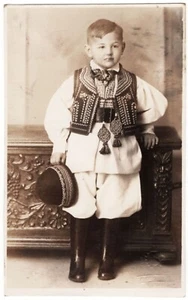 Antique boy photo, little boy in Croatian FOLK DRESS ethnography social +6739F - Picture 1 of 1