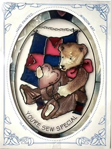 JOAN BAKER Teddy Bear Sewing Heart “You’re Sew Special “ Sun Catcher Window NEW - Picture 1 of 2