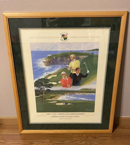 Framed 38X32 100th US Open Championship Pebble Beach June 2000 Poster Cover