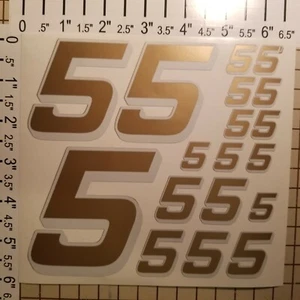 Gold w/White Shadow #5's Racing Numbers Vinyl Decal Sheet 1/10-1/12 tamiya - Picture 1 of 11