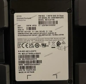 Samsung PM1653 7,68 To HD HPE SSD SAS 24 Gbit/s P42575-004 MZILG7T6HBLA-00AH3 - Photo 1/1