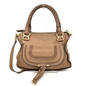 Chloe Marcie HandBag Shoulder Bag 2Way Double Carry Leather Hazelnut Brown #A341 - Picture 1 of 24