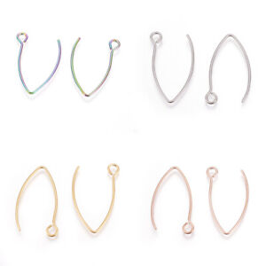 10 pcs Stainless Steel Earring Hooks with Horizontal Loop Finding 26x15.5mm