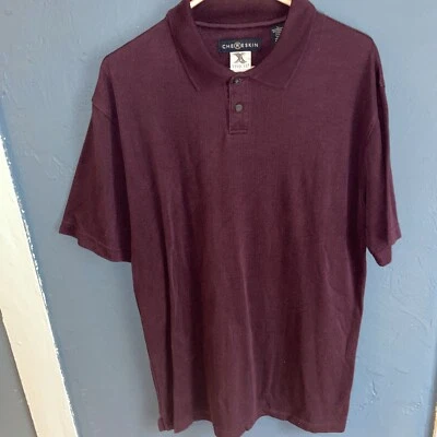 CHERESKIN Polo Shirt Men's Large L - Purple Vertical Stripes Textured G Foto 1 de 4