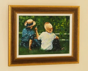 MAURICE WILLIAM CRAWSHAW (b.1947) Oil Painting of Seated Ladies picking Daisies - Picture 1 of 5