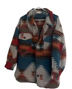 Altar'd State Soft Fuzzy Jacket Womens Teal Multi Color Brand New - Picture 1 of 6