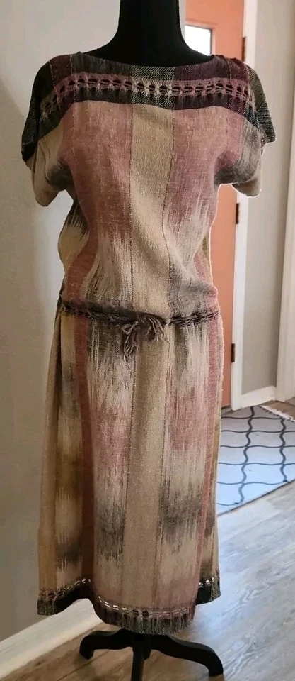 Vestido de artista vintage Roberta Bakersville NC talla S/M tejido a mano Ikat Art-to-Wear  Foto 1 de 4