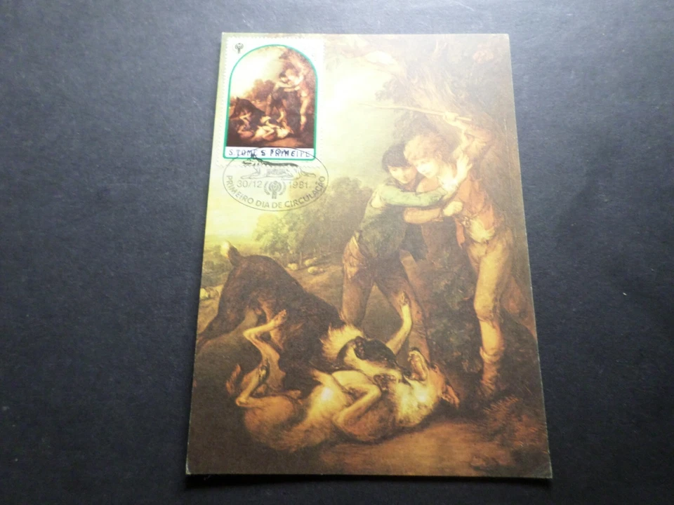Cm Fdc 1° Jour 1981 Tableau Chiens Gainsborough, Sao Tome' Et Principe - Image 1 of 1