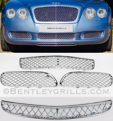 Juego de 4 parrillas inferiores cromadas Bentley GT GTC MANSORY 2004-2010 DE NUEVO EN STOCK - Imagen 1 de 4