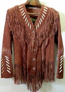 CHAQUETA DE GAMUZA DIAMOND LEATHERS WESTERN FLECOS BRN DE COLECCIÓN TALLA 10 PENNY LANE BOHO - Imagen 1 de 12