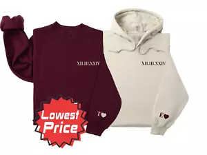 Couples hoodies, custom couple hoodies, roman numeral dates. - Picture 1 of 10