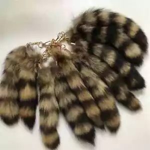 10 piezas/lotes Llavero Cola Piel Mapache Americano Real Natural Juguetes Juegos con disfraces Colgante - Imagen 1 de 1