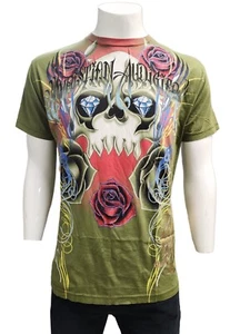Christian Audigier Los Angeles Men's T-Shirt Short Sleeve Rhinestone Medium - Picture 1 of 4