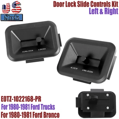 Door Lock Slide Controls For 1980-1981 Ford Truck, 1980-81 Ford F250 F350 Bronco Foto 1 de 4