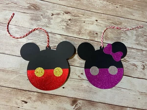 Mickey Minnie Tags Glitzer Stanzform Paper Piecing Junge oder Mädchen 2er Set - Bild 1 von 20