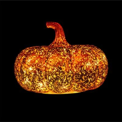 LED Deko-Kürbis Glas-Optik Halloween Herbst beleuchtet Laterne Pumpkin Licht - Bild 1 von 3