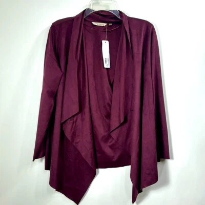 Soft Surrounding Shape Drape FX Suede jacket purple wine size PM.NWT - Image 1 of 4