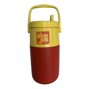 Termo Jim Coleman delgado vintage retro años 90 refrigerador de playa rojo y amarillo #5590 - Imagen 1 de 10