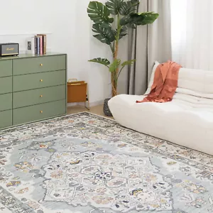 Extra Large Mint Green Rug Soft Plush Non Slip Lounges Carpet Subtle Persian Rug - Picture 1 of 12