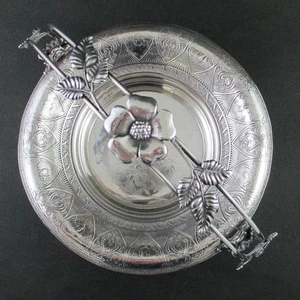 WILD ROSE - antique Footed CAKE BASKET - figural Flower & Leaves - WEBSTER #101 - Picture 1 of 13