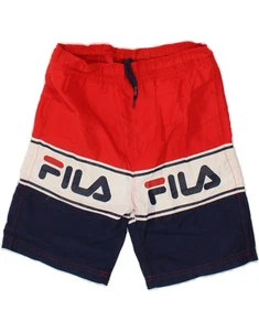 FILA Boys Graphic Swimming Shorts 9-10 Years Red Colourblock Polyester CD37 - Picture 1 of 4