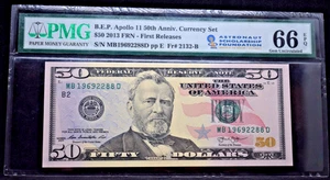 PMG BEP APOLLO 11 50TH ANNIV, CURRENCY SET $50 2013 FRN- FIRST RELEASES - Picture 1 of 4