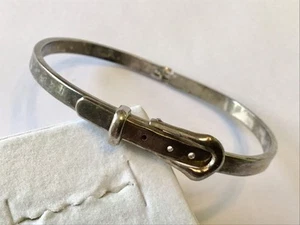 VINTAGE STERLING SILVER MEXICO BELT BUCKLE ADJUSTABLE HINGED BRACELET - Picture 1 of 2