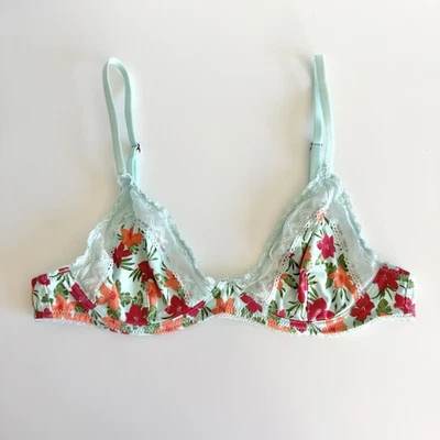 Sujetador Intimately Free People Talla 34B Floral Encaje Ribete Sin Forro Lencería con Aros Foto 1 de 4